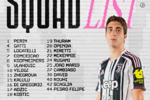 尤文本轮意甲都灵德比名单：伊尔迪兹领衔，DV9、小孔塞桑在列