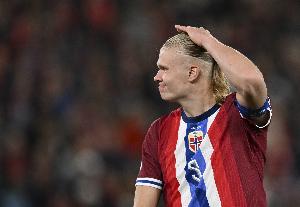 哈兰德国家队场均打进1.13球，进球效率远高于凯恩、C罗、大罗